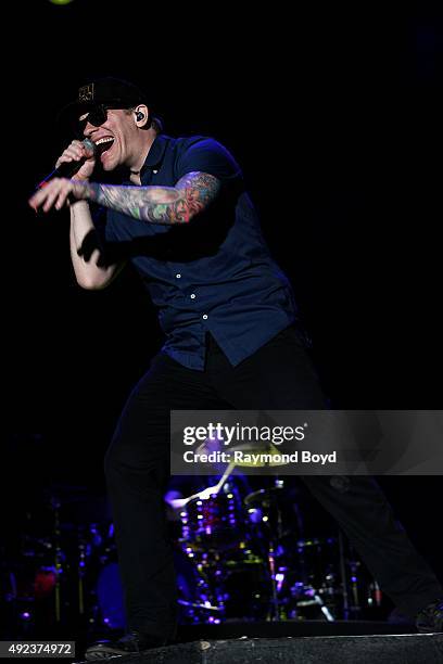 Singer Brent Smith from Shinedown performs during the 'Louder Than Life' festival at Champions Park on October 4, 2015 in Louisville, Kentucky.