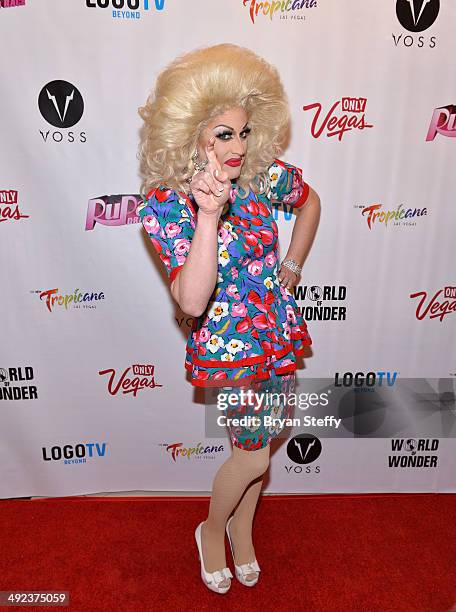 Cast member Magnolia Crawford arrives at a viewing party for the season six finale of "RuPaul's Drag Race" at the New Tropicana Las Vegas on May 19,...