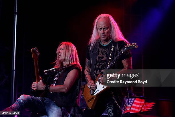 Musicians Mark Matejka and Rickey Medlocke from Lynyrd Skynyrd performs during the 'Louder Than Life' festival at Champions Park on October 4, 2015...