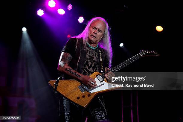 Musician Rickey Medlocke from Lynyrd Skynyrd performs during the 'Louder Than Life' festival at Champions Park on October 4, 2015 in Louisville,...