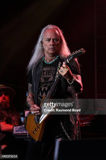 Musician Rickey Medlocke from Lynyrd Skynyrd performs during the 'Louder Than Life' festival at Champions Park on October 4, 2015 in Louisville,...