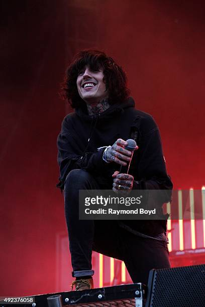 Singer Oliver Sykes from Bring Me The Horizon performs during the 'Louder Than Life' festival at Champions Park on October 3, 2015 in Louisville,...