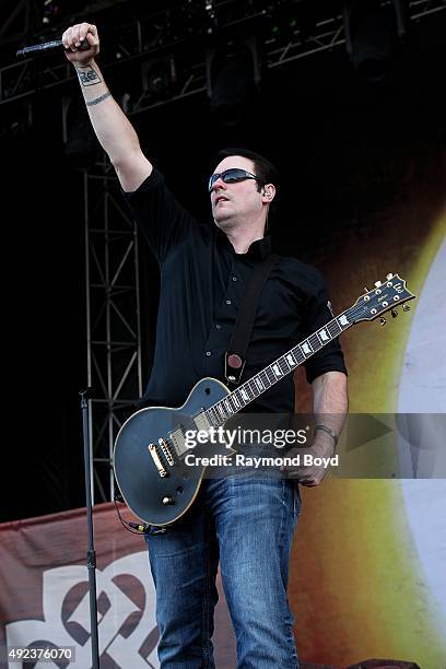 Singer and musician Benjamin Burnley from Breaking Benjamin performs during the 'Louder Than Life' festival at Champions Park on October 4, 2015 in...