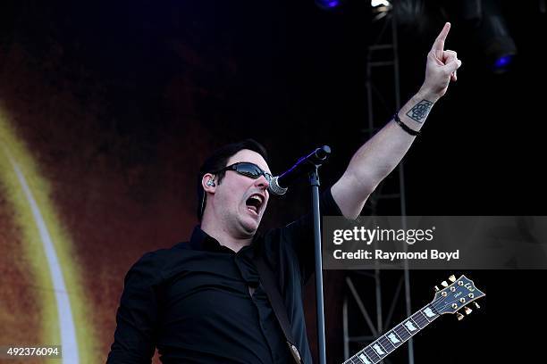 Singer and musician Benjamin Burnley from Breaking Benjamin performs during the 'Louder Than Life' festival at Champions Park on October 4, 2015 in...