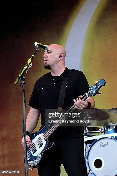 Singer and musician Aaron Bruch from Breaking Benjamin performs during the 'Louder Than Life' festival at Champions Park on October 4, 2015 in...