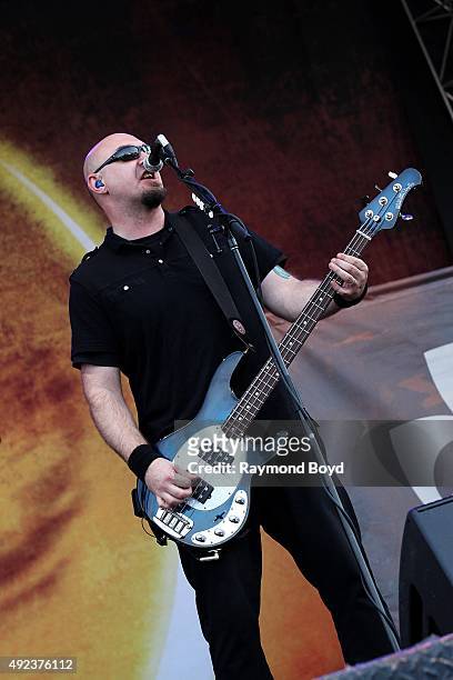 Singer and musician Aaron Bruch from Breaking Benjamin performs during the 'Louder Than Life' festival at Champions Park on October 4, 2015 in...