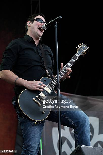 Singer and musician Benjamin Burnley from Breaking Benjamin performs during the 'Louder Than Life' festival at Champions Park on October 4, 2015 in...