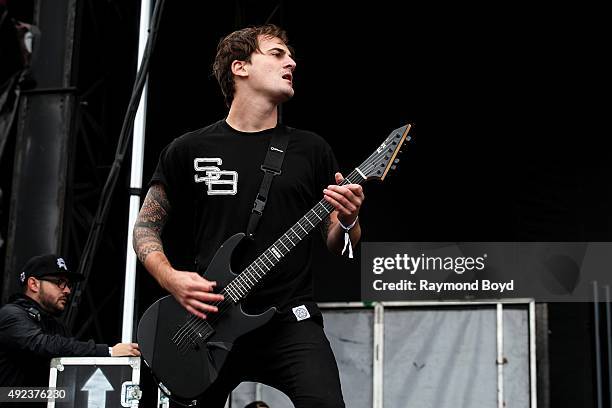 Musician Kamron Bradbury from Beartooth performs during the 'Louder Than Life' festival at Champions Park on October 3, 2015 in Louisville, Kentucky.