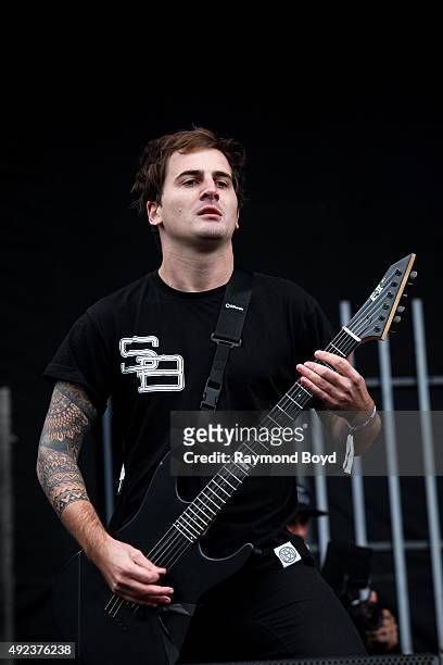 Musician Kamron Bradbury from Beartooth performs during the 'Louder Than Life' festival at Champions Park on October 3, 2015 in Louisville, Kentucky.