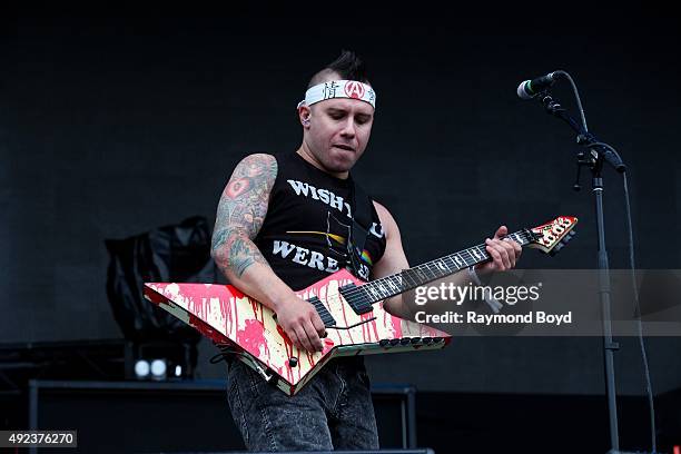 Musician Dan Jacobs from Atreyu performs during the 'Louder Than Life' festival at Champions Park on October 3, 2015 in Louisville, Kentucky.