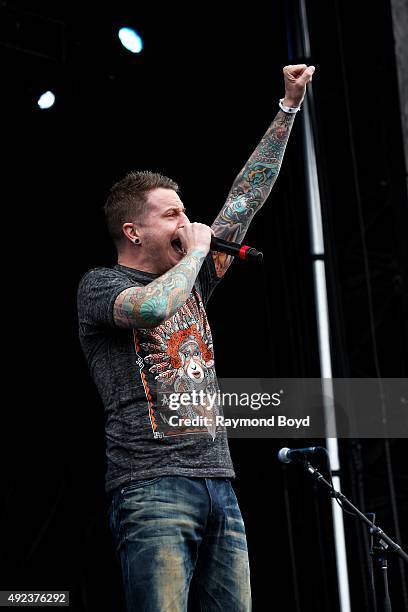 Singer Alex Varkatzas from Atreyu performs during the 'Louder Than Life' festival at Champions Park on October 3, 2015 in Louisville, Kentucky.