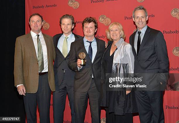 Boris McGiver, Sebastian Arcelus, Beau Willimon, Jayne Atkinson and Michael Gill attend 73rd Annual George Foster Peabody awards at The...