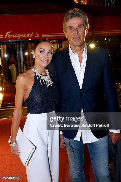 Of Hotel Barriere Dominique Desseigne and his companion Dancer Alexandra Cardinale attend the Fouquet's Paris Restaurant presents its Menu 'Twisted'...