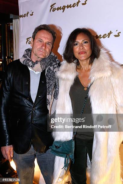 Francis Lombrail and Viktor Lazlo attend the Fouquet's Paris Restaurant presents its Menu 'Twisted' by the Chef Pierre Gagnaire. Held at Le Fouquet's...