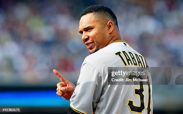 Jose Tabata of the Pittsburgh Pirates in action against the New York Yankees at Yankee Stadium on May 17, 2014 in the Bronx borough of New York City....