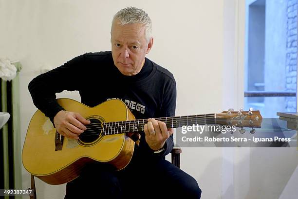 Australian musicist and author the guitarist Tommy Emmanuel poses in dressing room before his concert at Teatro Duse on May 7, 2014 in Bologna, Italy.
