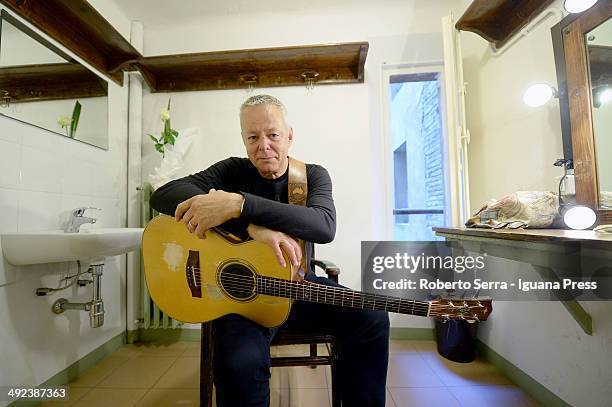 Australian musicist and author the guitarist Tommy Emmanuel poses in dressing room before his concert at Teatro Duse on May 7, 2014 in Bologna, Italy.