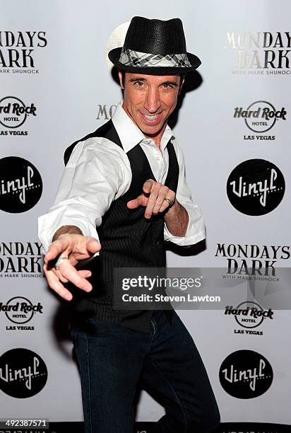 Singer Tony Felicetta arrives at 'Mondays Dark With Mark Shunock' benefiting the NF Network at Vinyl inside the Hard Rock Hotel & Casino on May 19,...