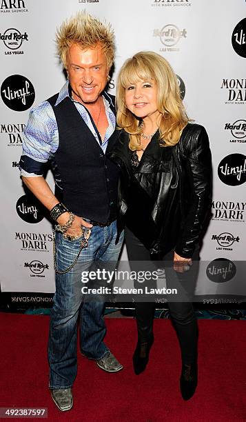 Singer Chris Phillips of Zowie Bowie and actress/singer Pia Zadora arrive at 'Mondays Dark With Mark Shunock' benefiting the NF Network at Vinyl...