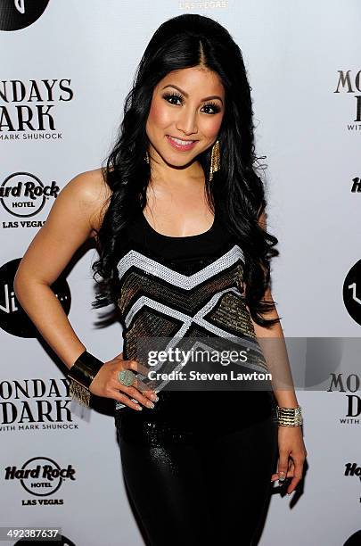 Singer Jasmine Trias arrives at 'Mondays Dark With Mark Shunock' benefiting the NF Network at Vinyl inside the Hard Rock Hotel & Casino on May 19,...