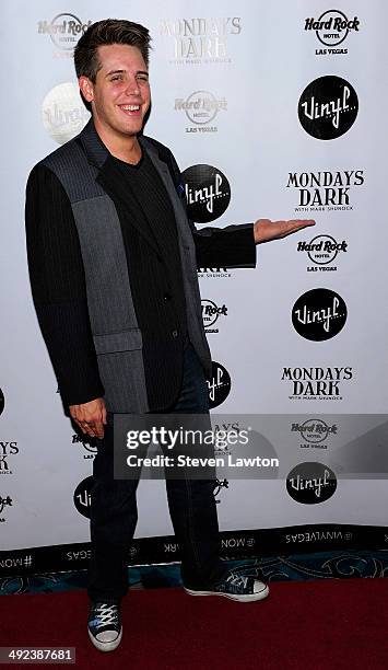 Illusionist Mark Bennick arrives at 'Mondays Dark With Mark Shunock' benefiting the NF Network at Vinyl inside the Hard Rock Hotel & Casino on May...