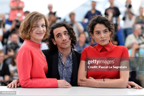 Actors Celine Sallette, Rachid Youcef and Nailia Harzoune attend the "Geronimo" photocall at the 67th Annual Cannes Film Festival on May 20, 2014 in...