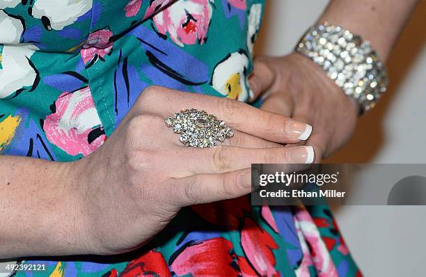 Cast member of season six of "RuPaul's Drag Race" Magnolia Crawford arrives at a viewing party for the show's finale at the New Tropicana Las Vegas...