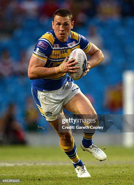 Kevin Sinfield of Leeds Rhinos in action during the Super League match between Wigan Warriors and Leeds Rhinos at Etihad Stadium on May 17, 2014 in...