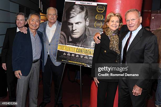Allan Glaser, George Takei, Robert Osborne, Maria Cooper-Janis and Tab Hunter attend "Tab Hunter Confidential" special screening at Film Forum on...