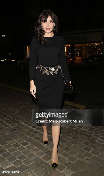 Daisy Lowe attending the Chanel Exhibition Party at the Saatchi Gallery on October 12, 2015 in London, England.