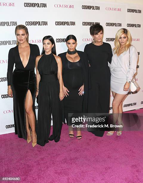 Personalities Khloe Kardashian, Kourtney Kardashian, Kim Kardashian, Kris Jenner and Kylie Jenner attend Cosmopolitan's 50th Birthday Celebration at...