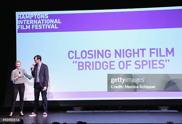 Executive Director Anne Chaisson and Artistic Director of HIFF David Nugent speak on stage during Bridge Of Spies Q & A on Day 5 of the 23rd Annual...