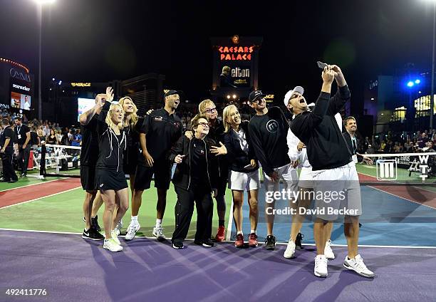 Tennis players Andre Agassi, Tracy Austin, Stefanie Graf, James Blake, Billie Jean King, Sir Elton John, tennis players Martina Navratilova, Mardy...