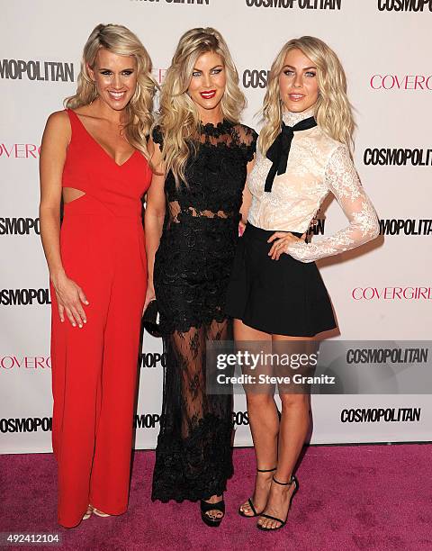 Actress Julianne Hough and sisters Sharee Hough and Marabeth Hough arrives at the Cosmopolitan Magazine's 50th Birthday Celebration at Ysabel on...