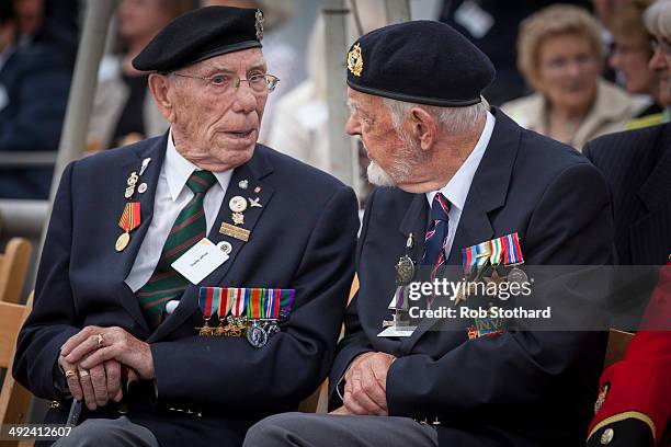 Veterans Charles Jeffries and Richard Llewellyn aboard the HMS Belfast for the 70th anniversary D-Day commemorations on May 20, 2014 in London,...