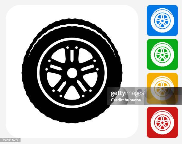 car tire icon flat graphic design - wheel hub stock illustrations