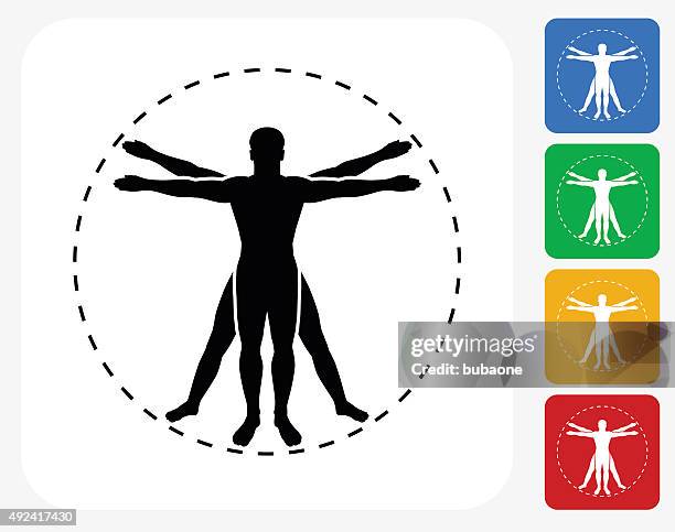 menschliche anatomie-symbol flache grafik design - leonardo da vinci stock-grafiken, -clipart, -cartoons und -symbole