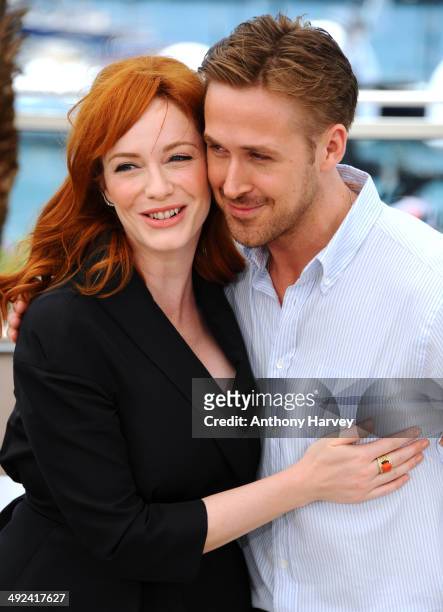Ryan Gosling and Christina Hendricks attend the "Lost River" photocall at the 67th Annual Cannes Film Festival on May 20, 2014 in Cannes, France.