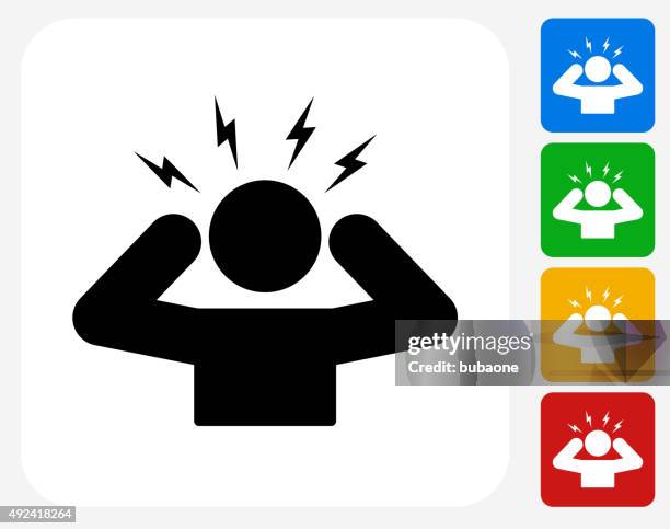 headache icon flat graphic design - headache stock illustrations