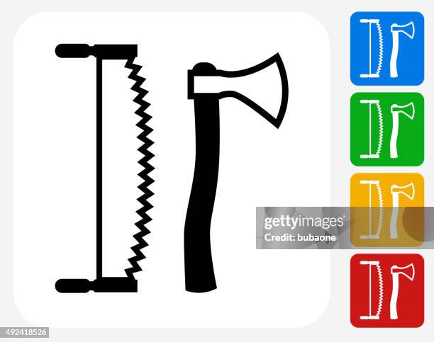 lodging tools icon flat graphic design - axe isolated stock illustrations