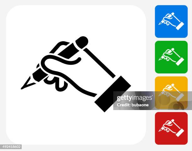 construction hands icon flat graphic design - hand pen writing stock illustrations