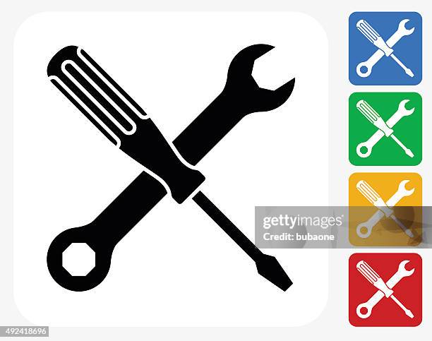 construction icon flat graphic design - wrench 幅插畫檔、美工圖案、卡通及圖標