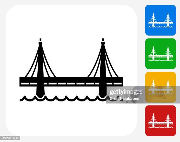 bridge icon flat graphic design - crossing bridge stock illustrations