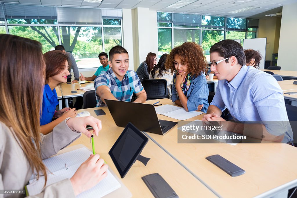 Diverse study group of teenage and young adult college students
