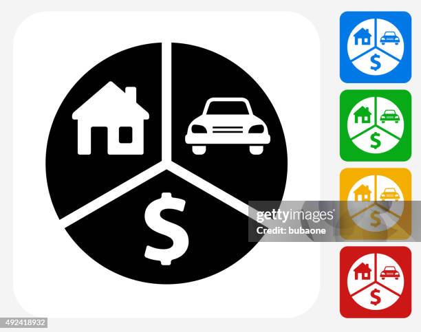 illustrazioni stock, clip art, cartoni animati e icone di tendenza di finanza grafico a torta icona piatto di design grafico - simbolo monetario