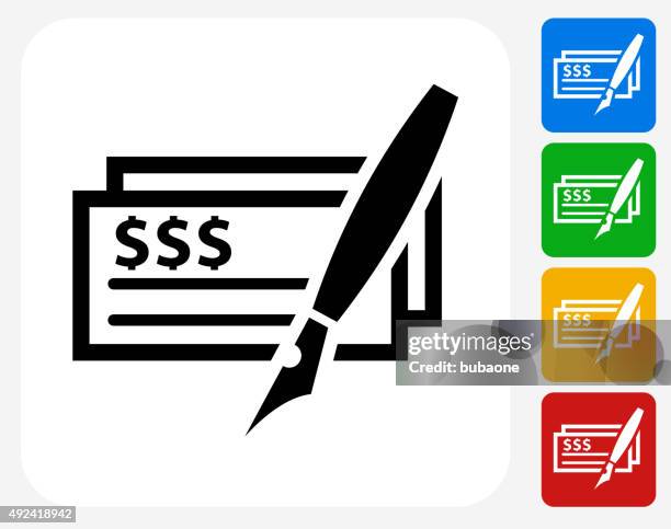 money check icon flat graphic design - alimony payment stock illustrations