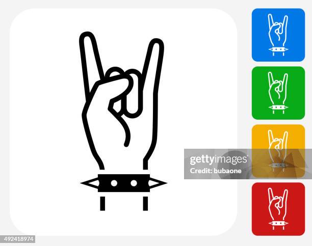 rock icon flat graphic design - horn sign stock illustrations