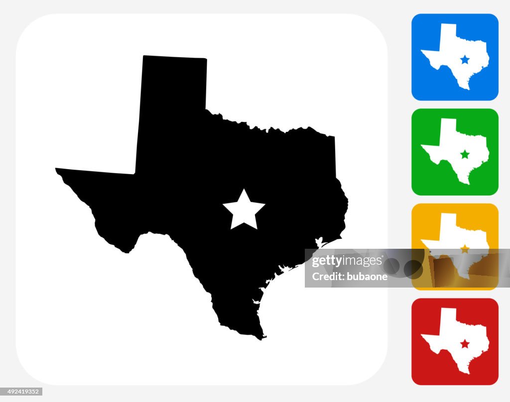 Texas sull'icona Mappa piatta Graphic Design