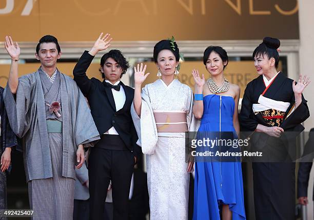 Jun Murakami, Nijiro Murakami, Nijiro Murakami, Jun Yoshinaga and Miyuki Matsuda attends the "Futatsume No Mado" premiere during the 67th Annual...