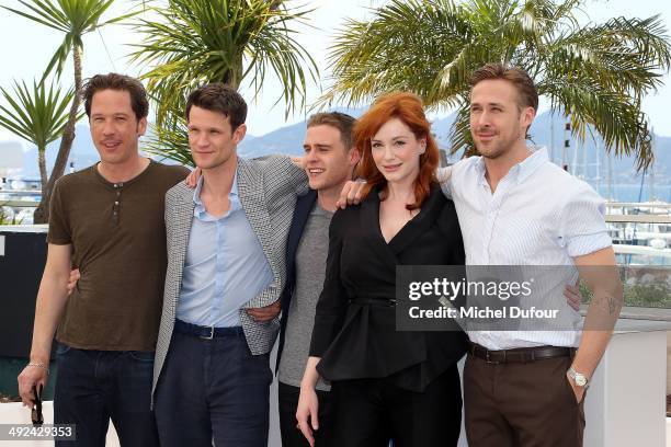 Reda Kateb, Matt Smith, Iain de Caestecker, Christina Hendricks and Ryan Gosling attend the "Lost River" photocall at the 67th Annual Cannes Film...
